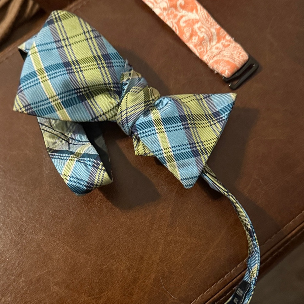 Ted Baker London Plaid Bow Tie in Blue and Yellow